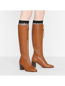 Dior Empreinte Zip High Boots in Brown Calfskin 2020