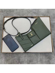 Fendi Leather Pockets Clutch/Shoulder Bag Green 2020