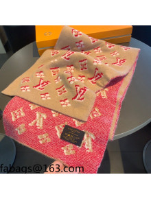 Louis Vuitton Monogram Knit Wool Long Scarf 30x180cm Pink/Camel Brown 2021