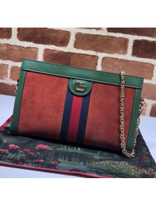 Gucci Ophidia Small Shoulder Bag in Suede 503877 Green/Orange 2020