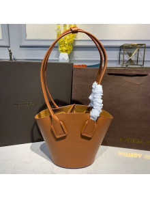 Bottega Veneta Smooth Leather Mini Basket Tote Bag Brown 2020
