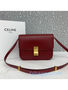 Celine Medium Classic Bag in Box Calfskin 8007 Dark Red 2020 (Top quality)
