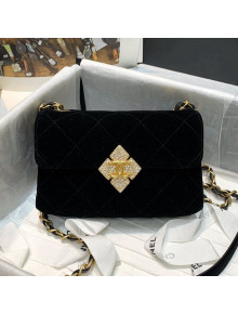 Chanel Quilted Velvet Mini Flap Bag with Plexi & Gold-Tone Metal AS2633 Black 2021