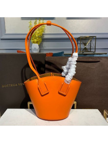Bottega Veneta Smooth Leather Mini Basket Tote Bag Orange 2020