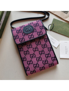 Gucci GG Multicolour Canvas Vertical Mini Bag 657582 Pink 2021