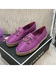 Chanel Chain CC Lambskin Flat Espadrilles Purple 2021