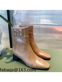 Hermes Calfskin Studded Short Boots Brown 2021