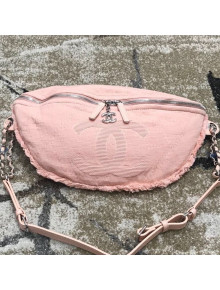 Chanel Large Fringe Fabric Belt Bag/Waist Bag Pink 2019