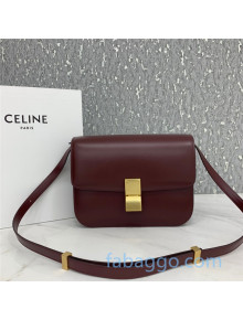 Celine Medium Classic Bag in Box Calfskin 8007 Burgundy 2020 (Top quality)