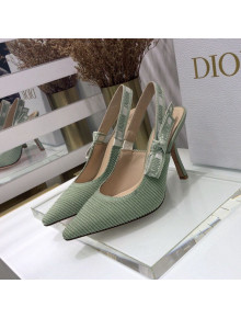 Dior J'Adior Slingback Pumps 9.5cm in Green Cotton Ribbon 2021