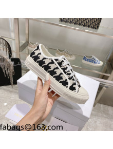 Dior Walk'n'Dior Sneakers in Black/White Oblique Embroidered Cotton with Macro Houndstooth Motif 2021  
