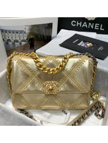 Chanel Crochet Quilted Lambskin 19 Flap Bag AS1160 Gold 2021