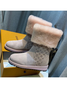 Louis Vuitton Monogram Suede Short Boots with Wool Foldover Pink 2020