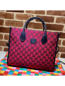 Gucci GG Multicolour Canvas Small Tote Bag ‎659983 Red 2021