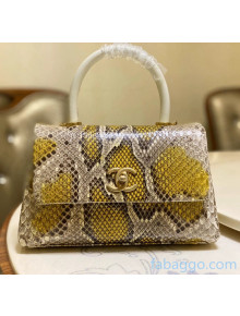 Chanel Python & Lambskin Leather Small Flap Bag With Top Handle A93050 Grey/Yellow 2020