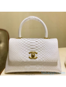 Chanel Python & Lambskin Leather Small Flap Bag With Top Handle A93050 White 2020