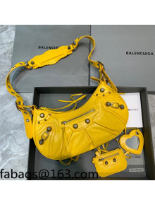 Balenciaga Le Cagole Lambskin Small Shoulder Bag Yellow/Aged Silver 2021