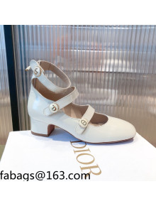 Dior D-Doll Mary Janes Pumps in White Shiny Calfskin 2021