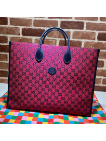 Gucci GG Multicolour Canvas Large Tote Bag ‎659980 Red 2021