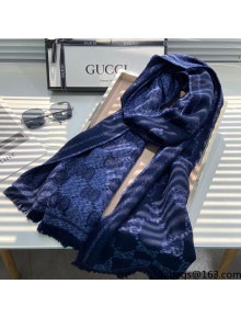 Gucci GG Wool Jacquard Scarf GS822 Blue 2021