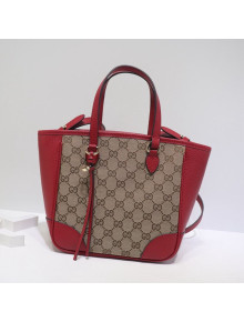 Gucci GG Canvas and Leather Tote Bag 449241 Red 2021