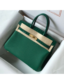 Hermes Touch Birkin Bag 30cm in Crocodile Embossed Leather and Togo Calfskin Green/Gold 2021