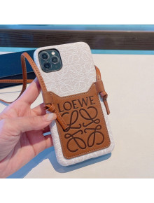 Loewe Logo Canvas and Leather Strap iPhone Case Brown 2021