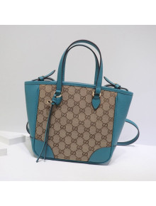 Gucci GG Canvas and Leather Tote Bag 449241 Blue 2021