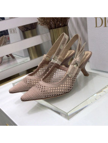 Dior J'Adior Slingback Pumps 6.5cm in Nude Pink Mesh Embroidery 2021