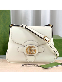 Gucci Leather Small Messenger Bag with Double G 648934 White 2021