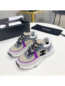 Chanel Suede & Mesh Sneakers G38299 Gray/Purple 2021 111732