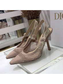 Dior J'Adior Slingback Pumps 9.5cm in Nude Pink Mesh Embroidery 2021