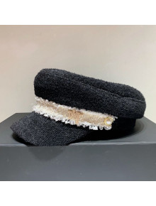 Dior Mink Fur Hat with Tweed Strap Charm Black 2020