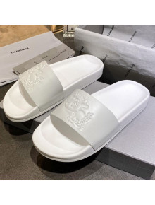 Balenciaga Leather Ox Flat Slide Sandals White 2021 (For Women and Men)