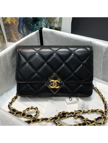 Chanel Leather Wallet on Chain WOC with Plexi & Gold-Tone Metal AP2260 Black 2021
