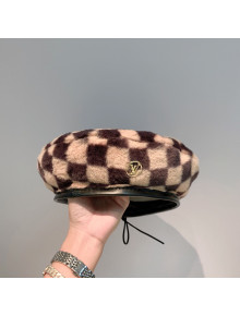 Louis Vuitton Check Fur Beret Hat Brown 2021 1105123