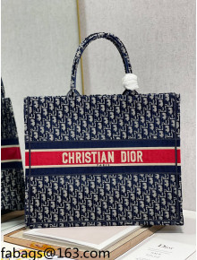 Dior Large Book Tote Bag in Blue Velvet Cannage Embroidery 2021