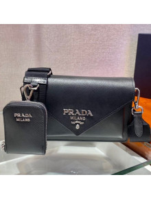 Prada Saffiano Leather Mini Envelope Bag 1BP020 Black 2021