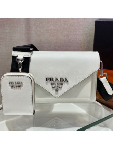 Prada Saffiano Leather Mini Envelope Bag 1BP020 White 2021