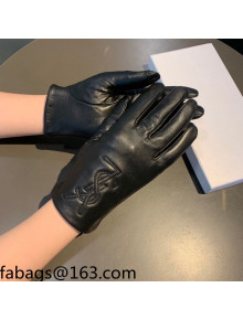 Saint Laurent Lambskin and Cashmere Gloves Black 2021 04