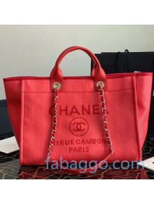 Chanel Deauville Mixed Fibers Large Shopping Bag A66941 Red 2020
