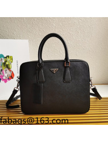 Prada Men's Saffiano Leather Business Briefcase Bag 2VE368 Black 2021