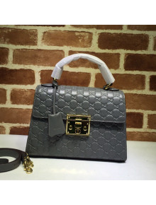Gucci Padlock GG Leather Top Handle Bag ‎453188 Grey 2020