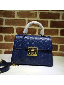 Gucci Padlock GG Leather Top Handle Bag ‎453188 Blue 2020