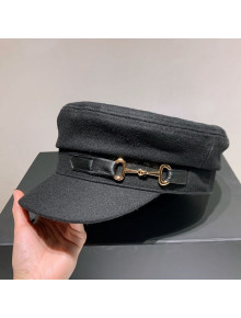 Gucci Wool Hat with Horsebit Charm Black 2020