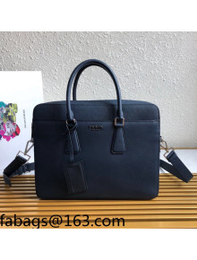 Prada Men's Saffiano Leather Business Briefcase Bag 2VE363 Dark Blue 2021