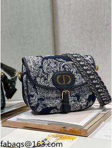 Dior Large Bobby Bag in Blue Toile de Jouy Embroidery 2021