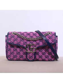 Gucci GG Marmont Multicolour Canvas Small Shoulder Bag 443497 Pink 2021