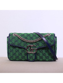 Gucci GG Marmont Multicolour Canvas Small Shoulder Bag 443497 Green 2021