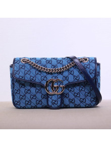 Gucci GG Marmont Multicolour Canvas Small Shoulder Bag 443497 Blue 2021